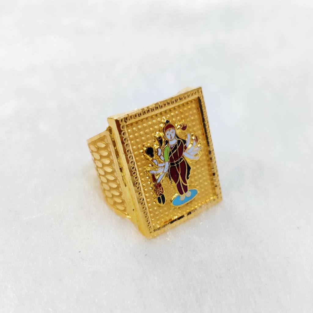 916 Gold Fancy Gent's Sadhi Maa Minakari Ring