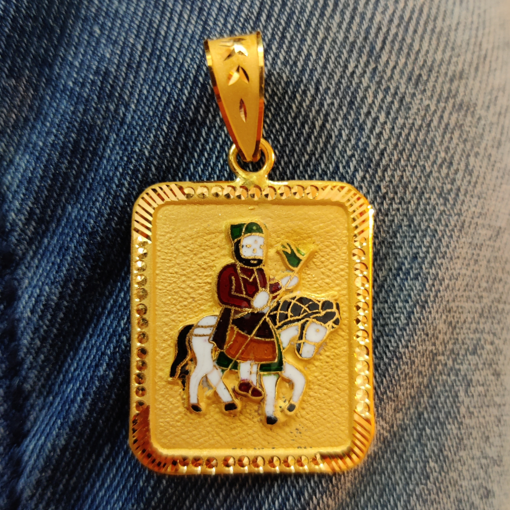 916 Gold Fancy Gent's Ramdev Pir Minakari Pendant