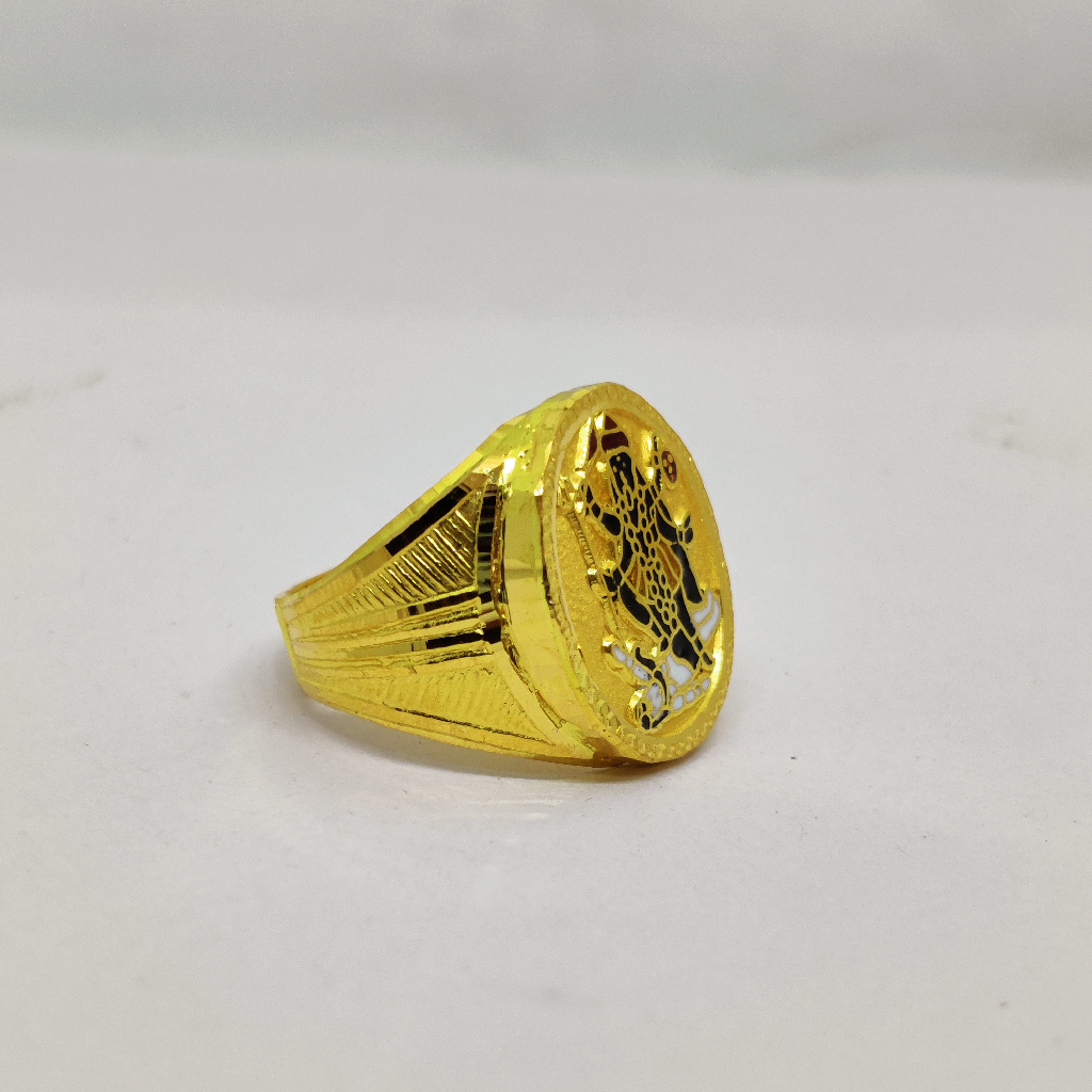 916 Gold Fancy Gent's Mahakali Maa Minakari Ring - Image 3
