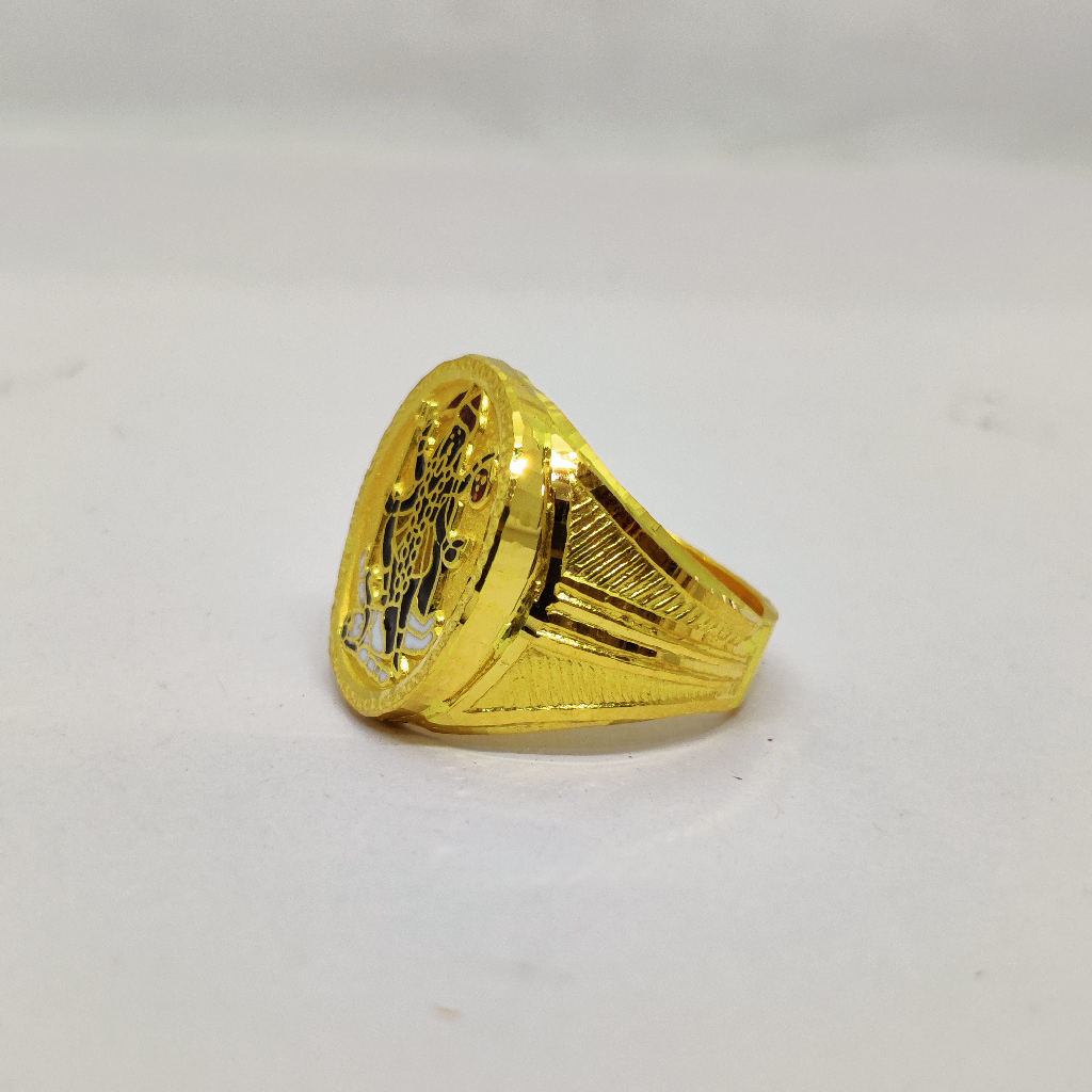 916 Gold Fancy Gent's Mahakali Maa Minakari Ring - Image 2