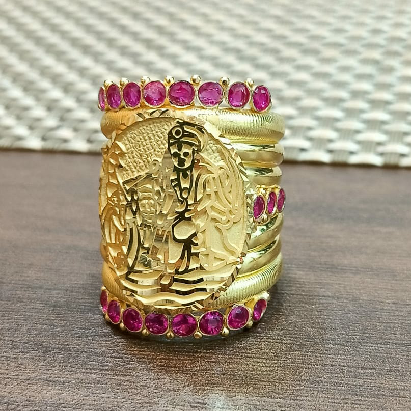 916 Gold traditional Vahanvati Maa Ring - Image 2