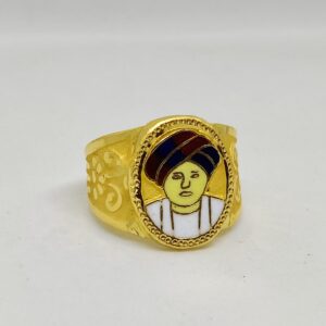 916 Gold Gent's Jalaram Bapa Minakari Ring