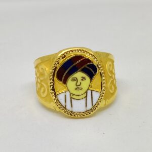 916 Gold Gent's Jalaram Bapa Minakari Ring