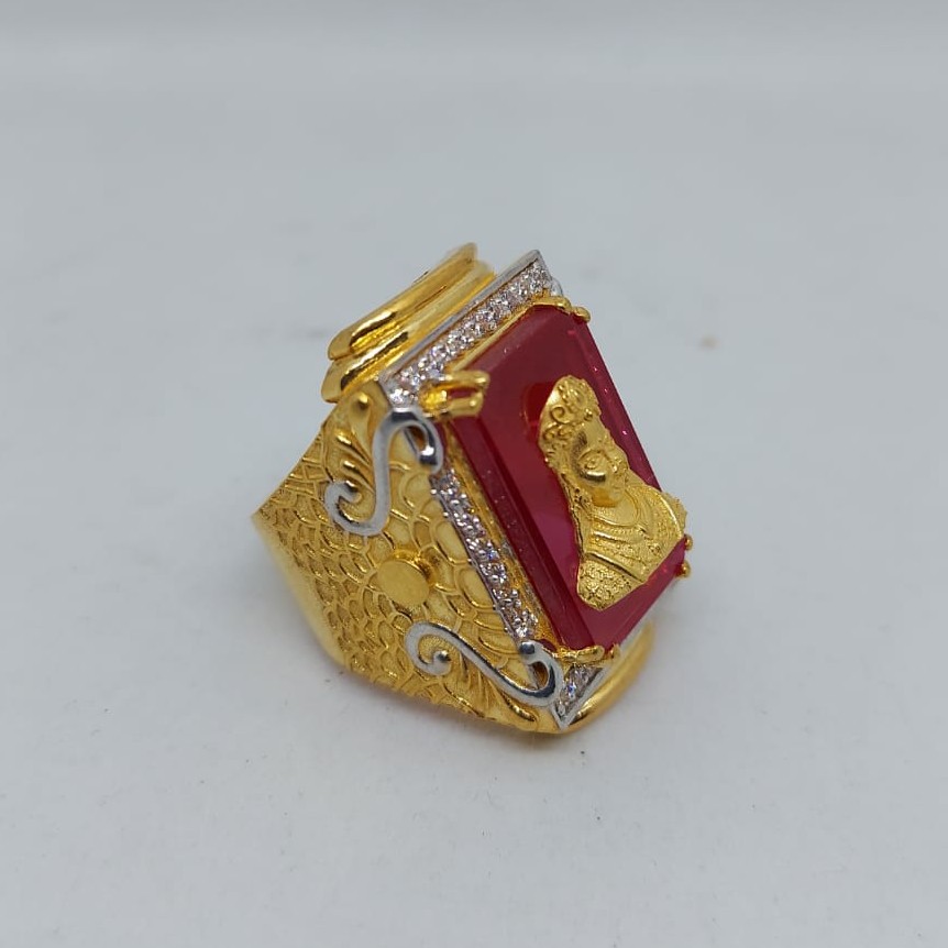 916 Gold Fancy Gent's Chehar Maa Ring - Image 3