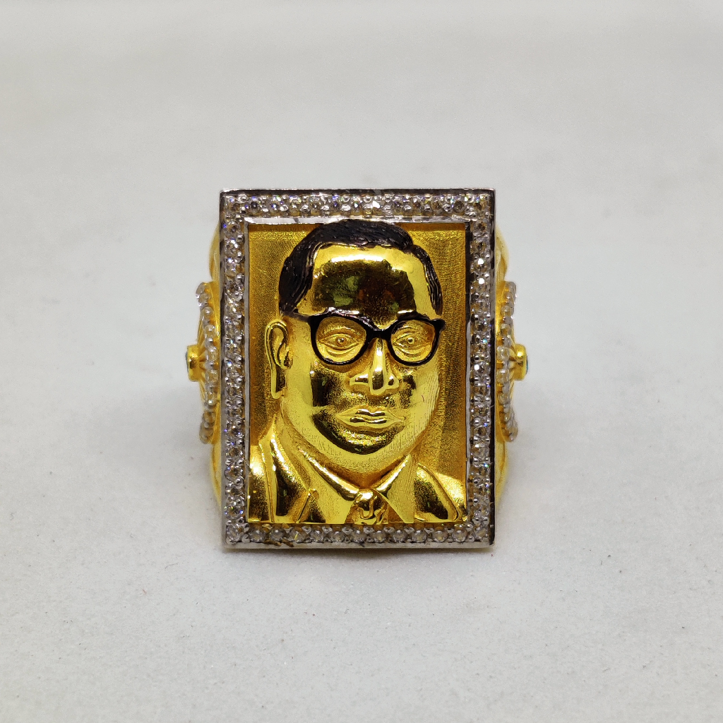 916 Gold Fancy Gent's Baba Saheb Ambedkar Ring - Image 3