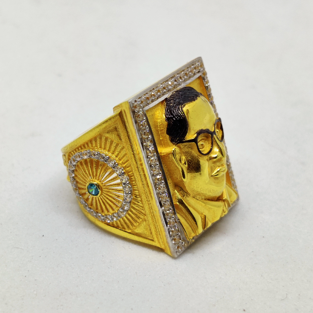 916 Gold Fancy Gent's Baba Saheb Ambedkar Ring - Image 2