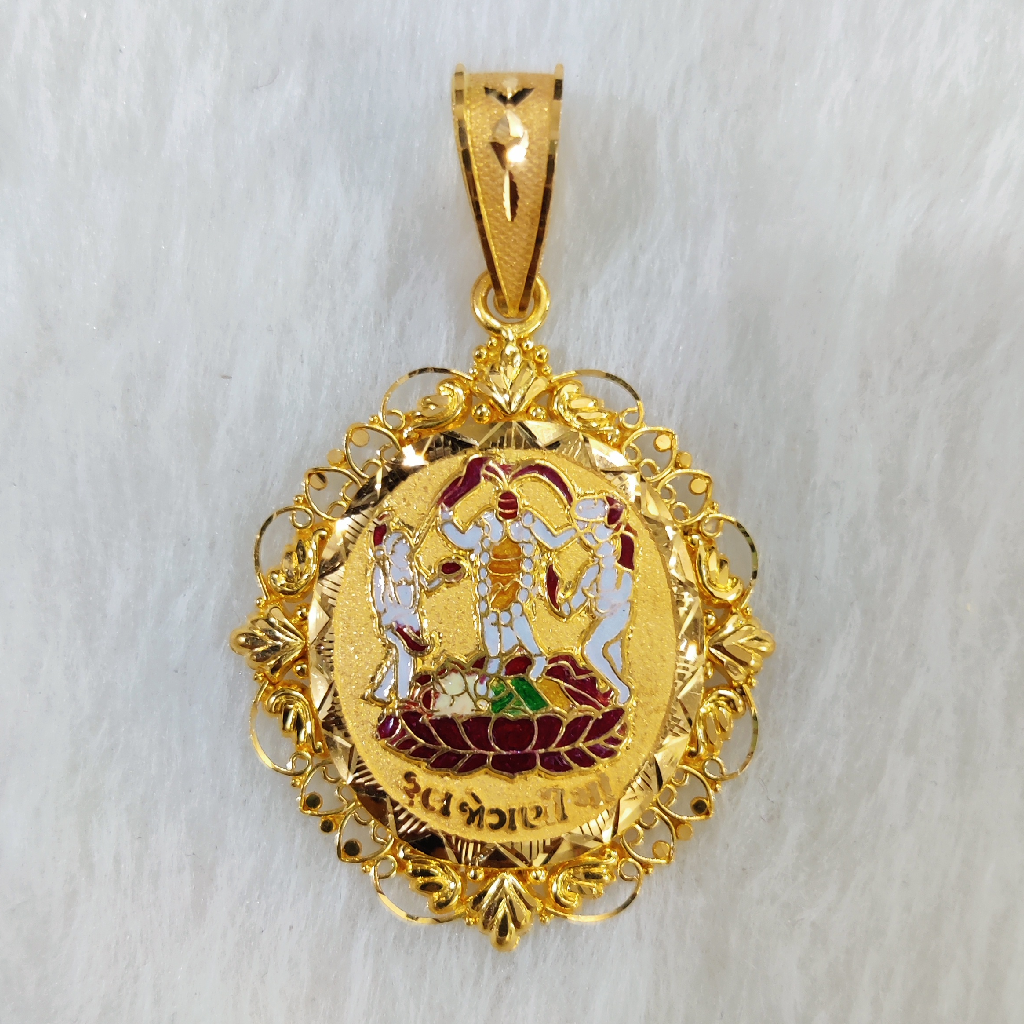 916 Gold Fancy Gent's Fulljogani Maa Minakari Pendant
