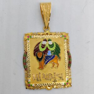 22k gold fancy gent's chamunda maa minakari pendant