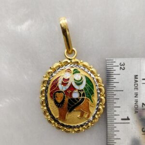 916 gold fancy gent's chamunda maa minakari pendant