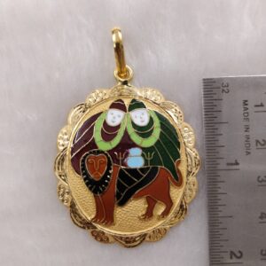 916 gold chamunda maa minakari pendant