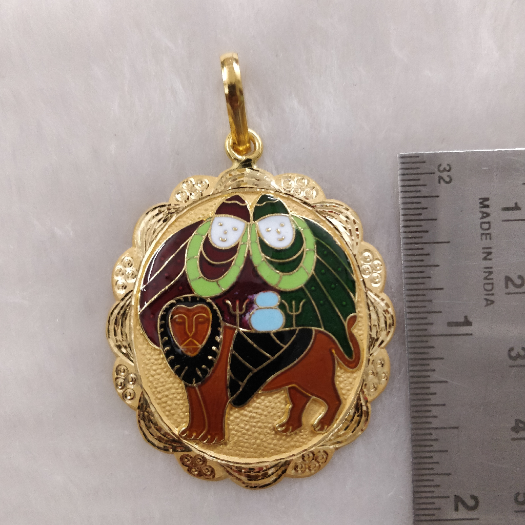 916 gold chamunda maa minakari pendant - Image 2