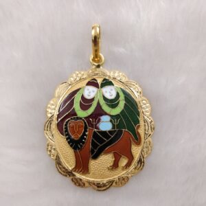 916 gold chamunda maa minakari pendant