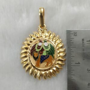 916 gold gent's chamunda maa minakari pendant