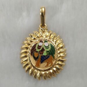 916 gold gent's chamunda maa minakari pendant