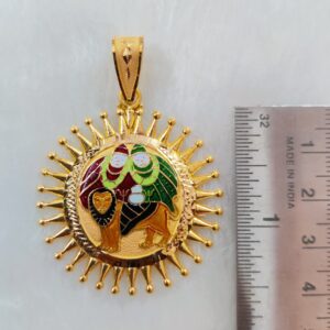 916 gold gent's chamunda maa minakari pendant