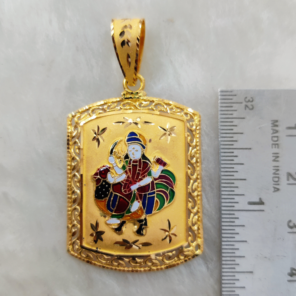 916 gold fancy bahuchar maa minakari pendant - Image 2