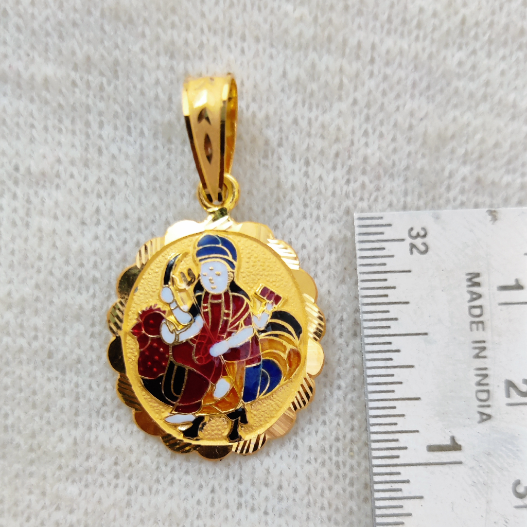 916 gold Plain bahuchar maa minakari pendant - Image 2
