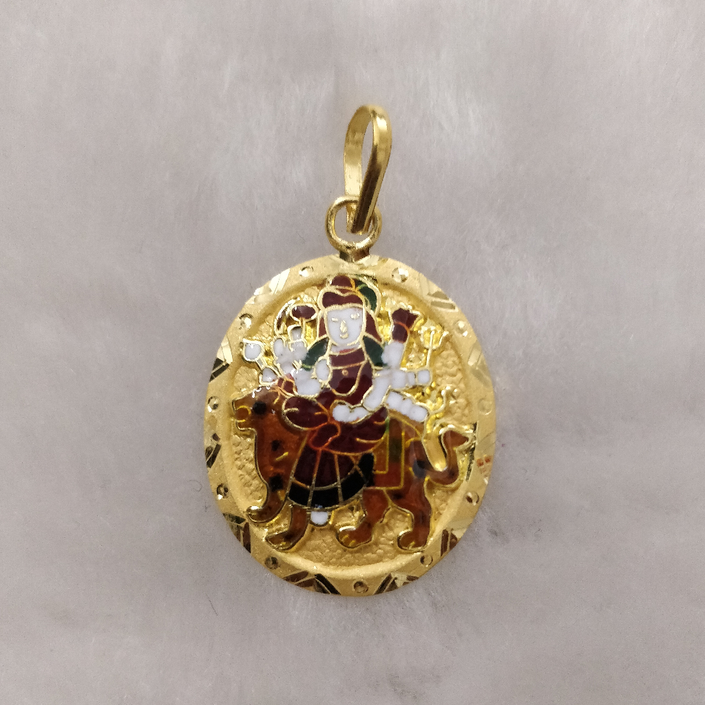 916 Gold Ambaji Maa Minakari Pendant