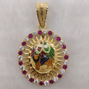 916 gold fancy chamunda maa minakari Pendant For Weman