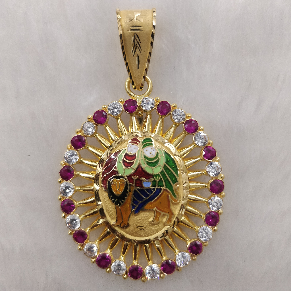 916 gold fancy chamunda maa minakari Pendant For Weman