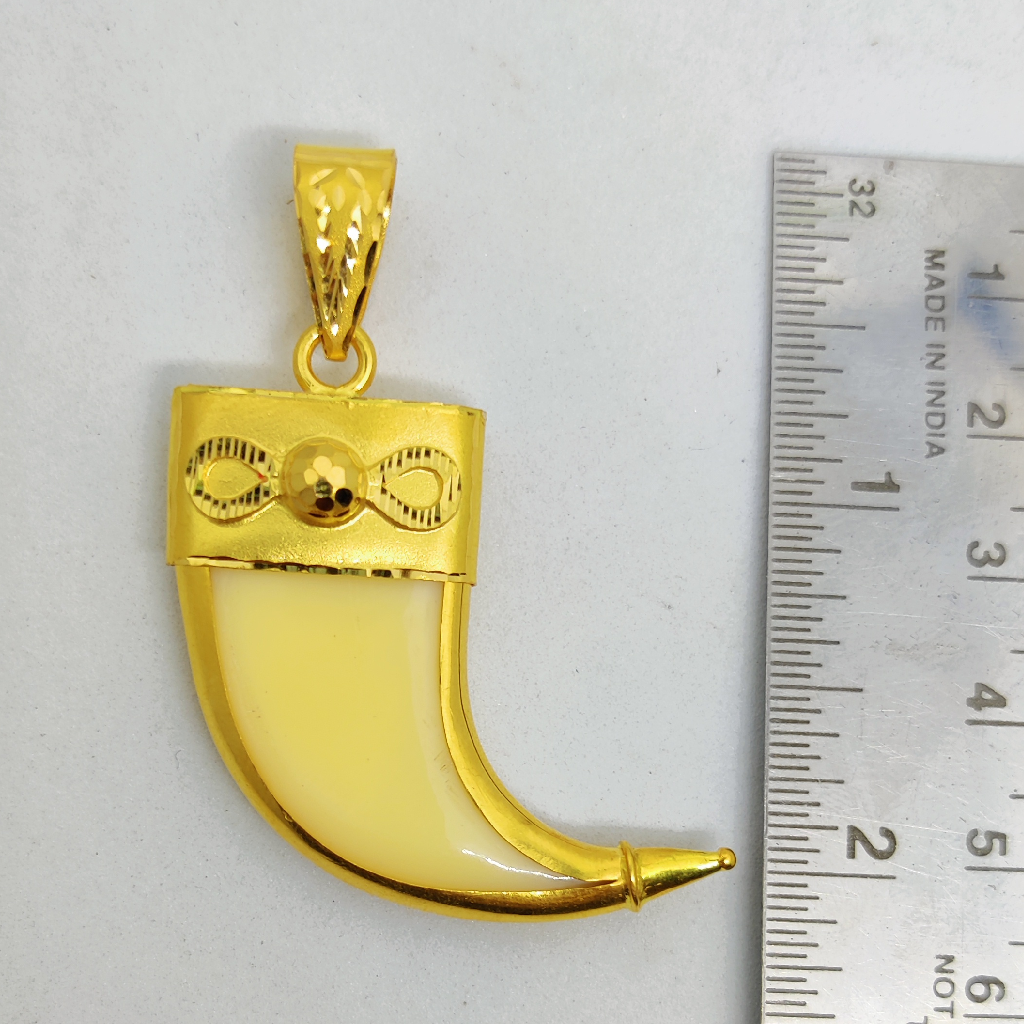 916 gold plain gent's artificial lion nail pendant - Image 2