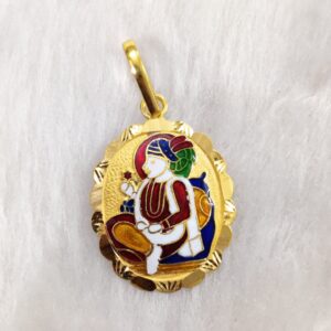 916 Gold Gent's Swaminarayan Bhagavan Minakari Pendant