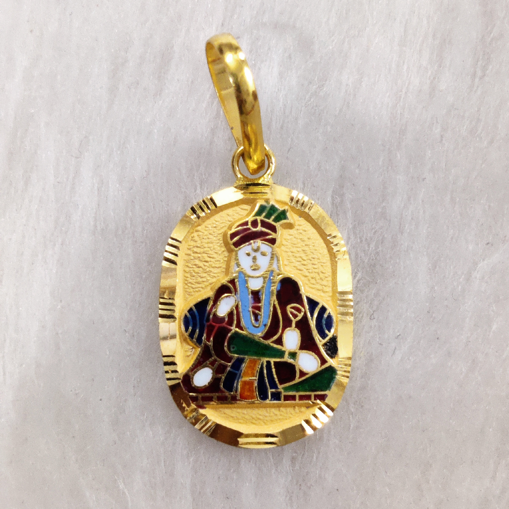 916 Gold Gent's Ghanshyam Maharaj Minakari Pendant