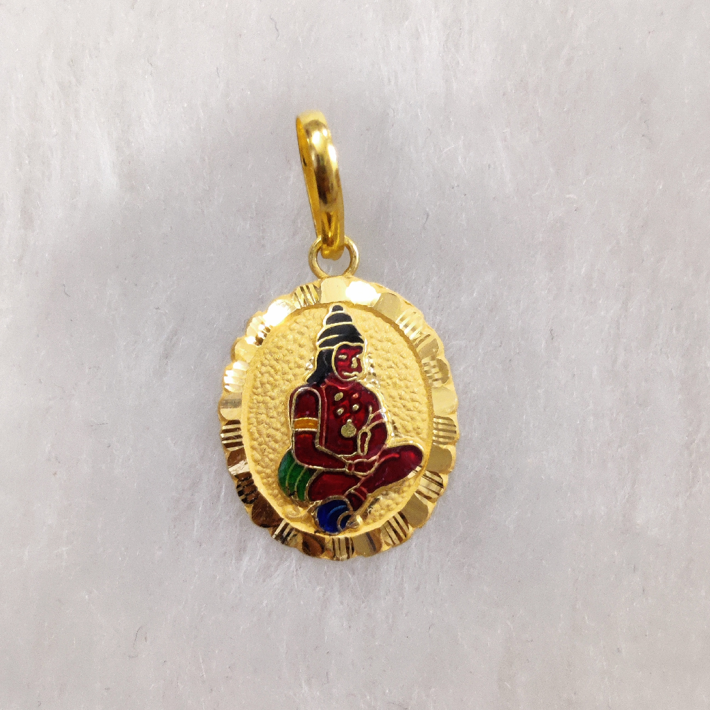 916 Gold Gent's Hanumanji Minakari Pendant