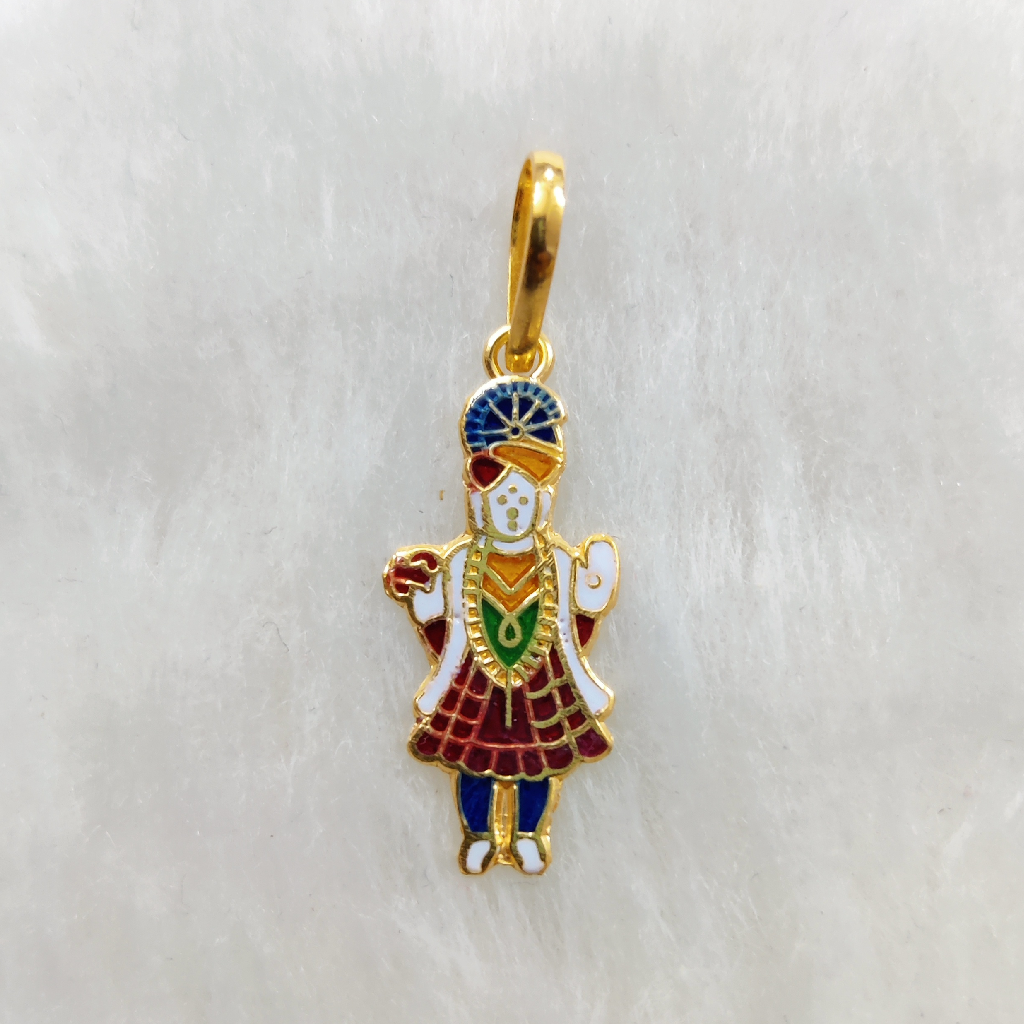 916 Gold Ghanshyam Maharaj Minakari Pendant