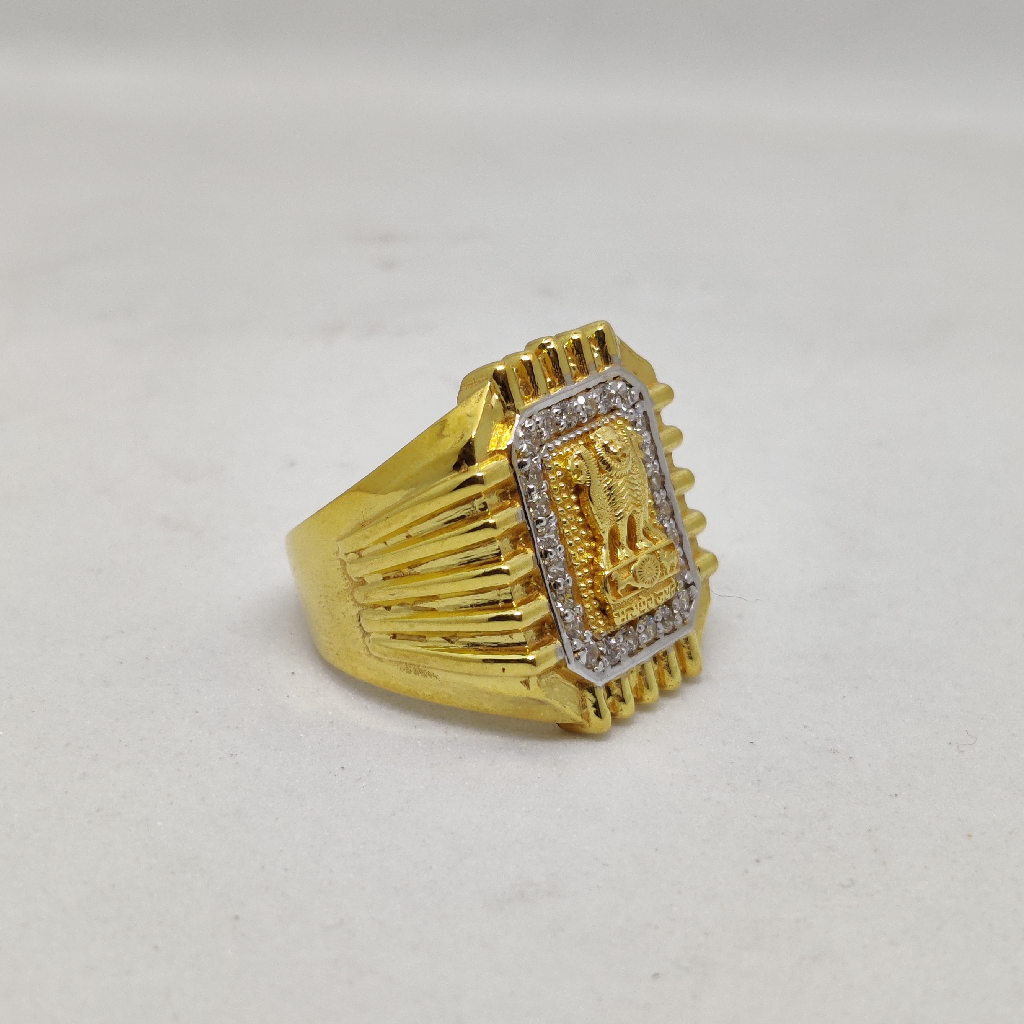 916 Gold Fancy Gent's Ashok Stambh Ring - Image 3