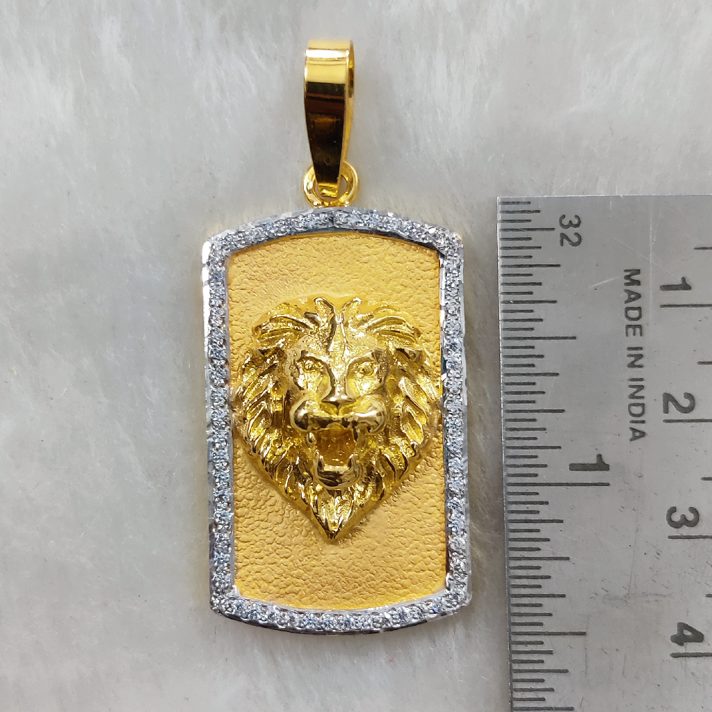 916 Gold Fancy Gent's Lion Face Pandal - Image 2