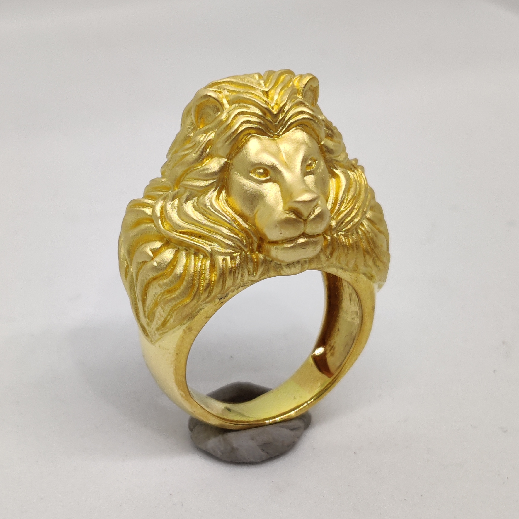 916 gold fancy gent's lion face ring - Image 3