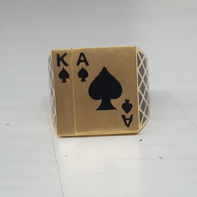 916 Gold Fancy Gent's Tash Ring