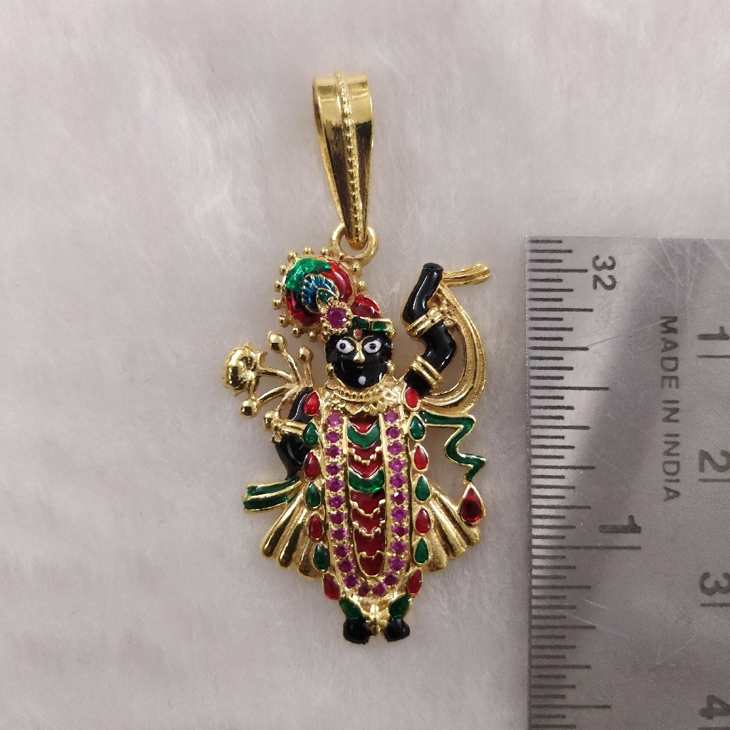 916 Gold Fancy Gent's Solid Shreenathji Pendant - Image 2