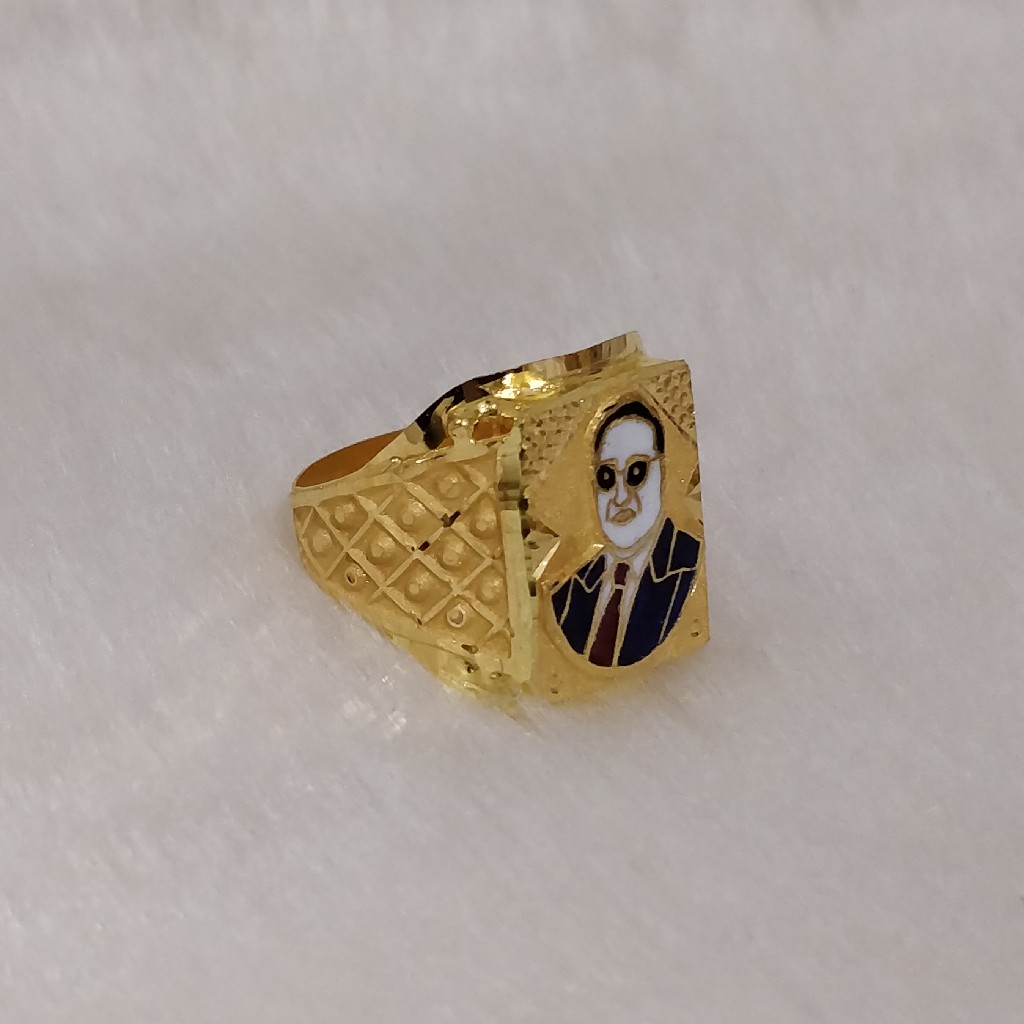 916 Gold Fancy Gent's Ambedakar Ring - Image 3
