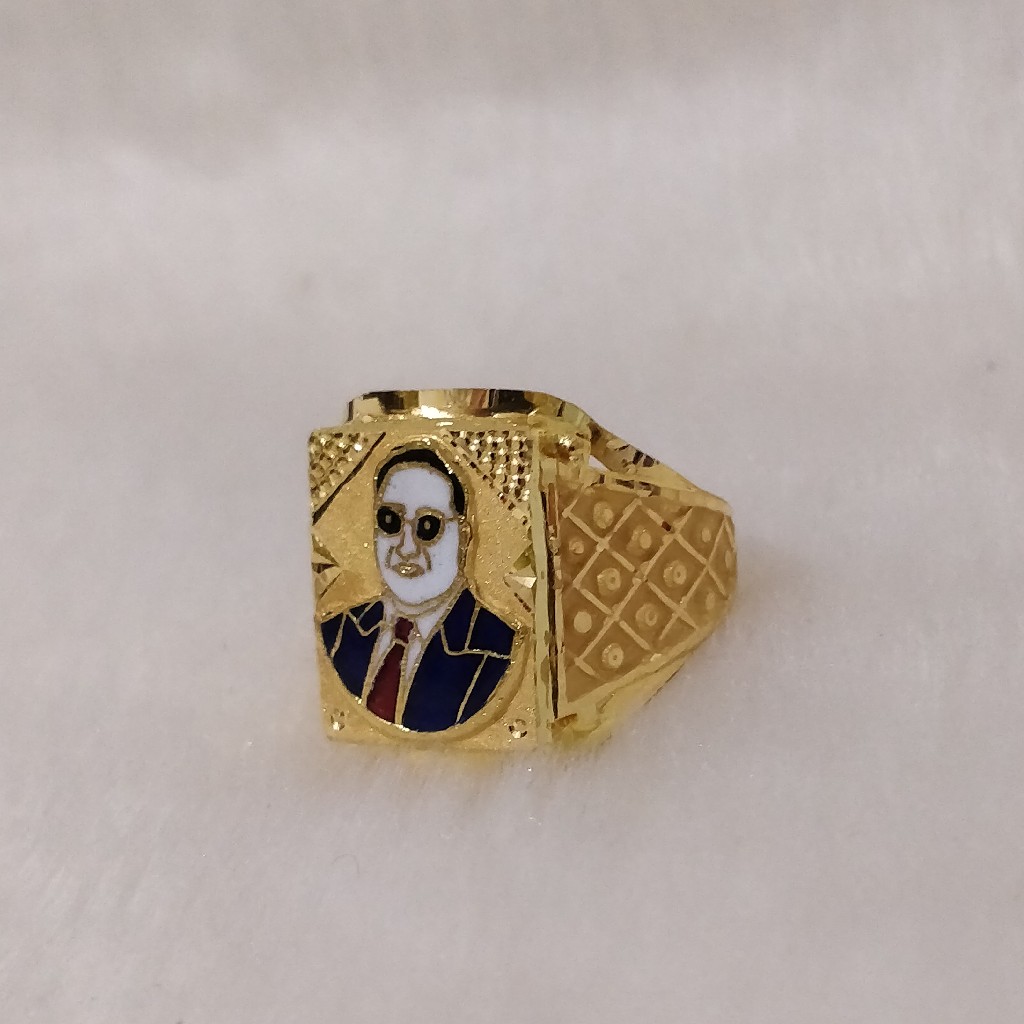 916 Gold Fancy Gent's Ambedakar Ring - Image 2