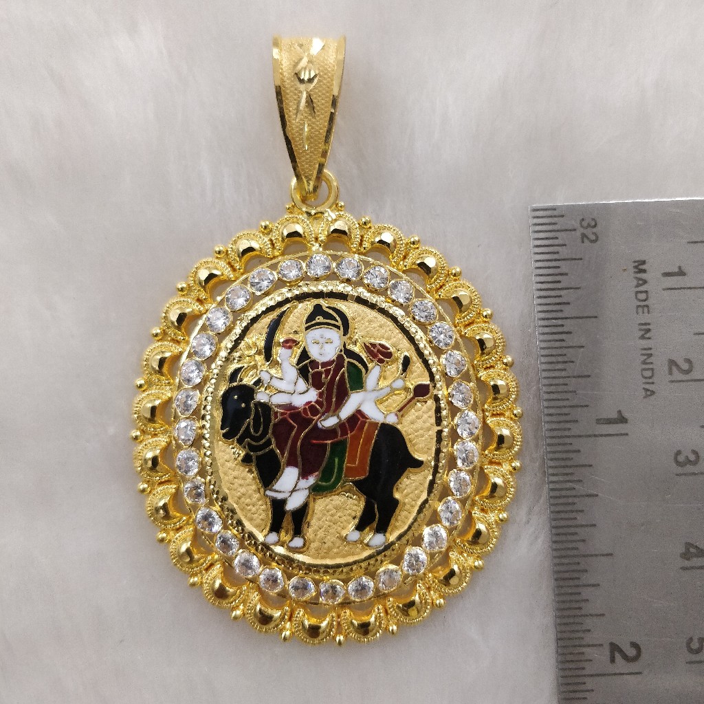 916 Gold Fancy Gent's Meladi Maa Pendant - Image 2