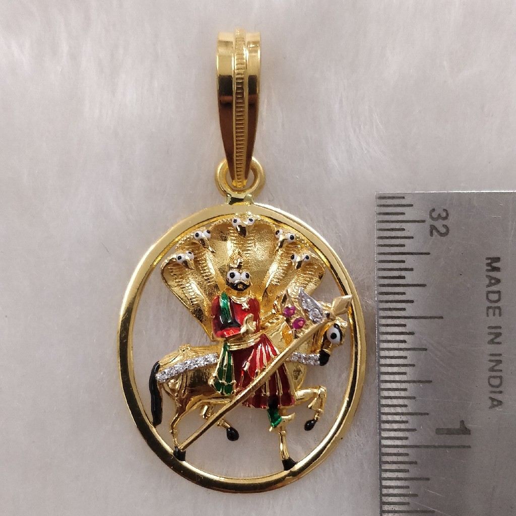 916 Gold Fancy Gent's Ramdev Pir Pendant - Image 2