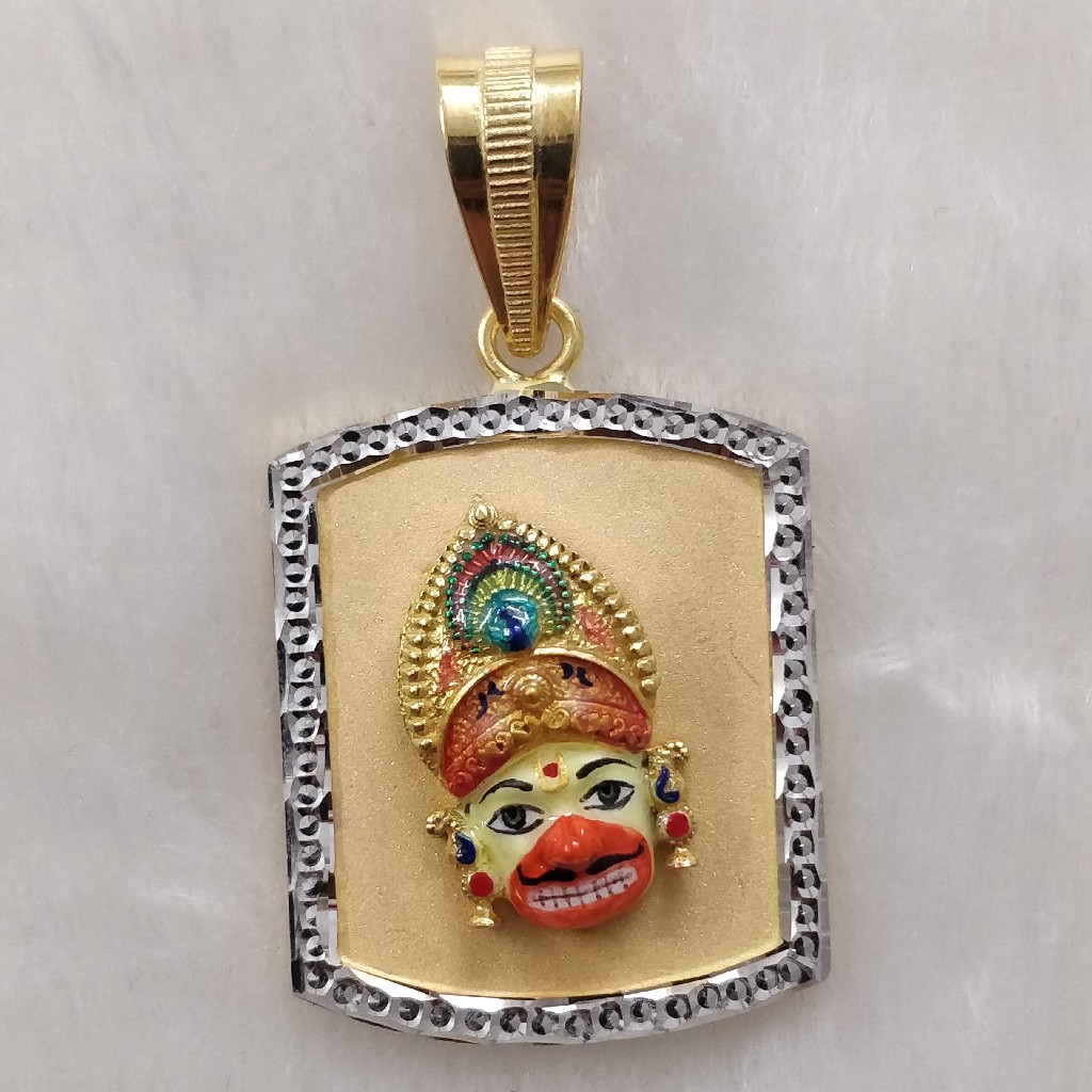 916 Gold Fancy Gent's Kastbhanjan Face Pendant