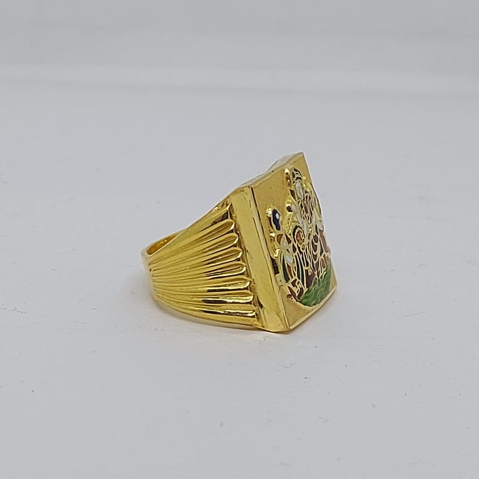 916 Gold Fancy Gent's Vahanvati Maa Ring - Image 3