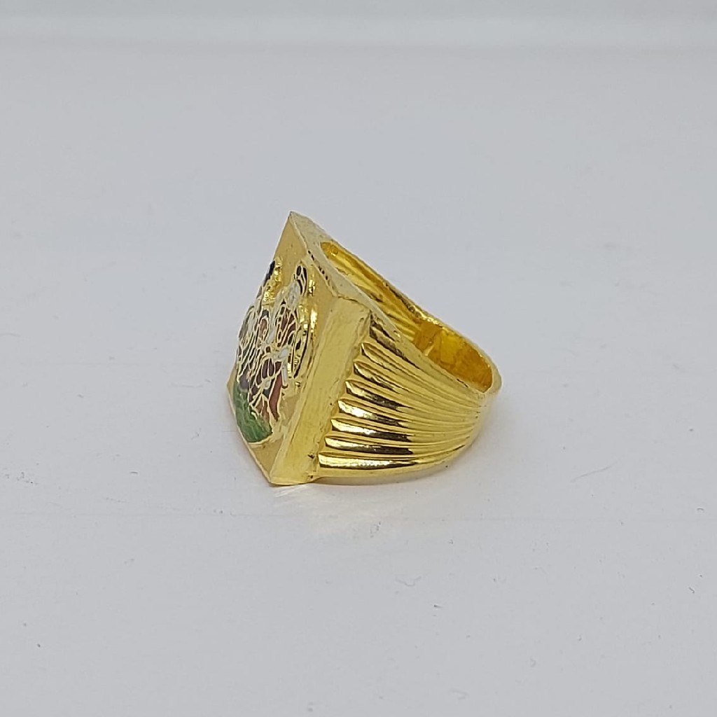 916 Gold Fancy Gent's Vahanvati Maa Ring - Image 2