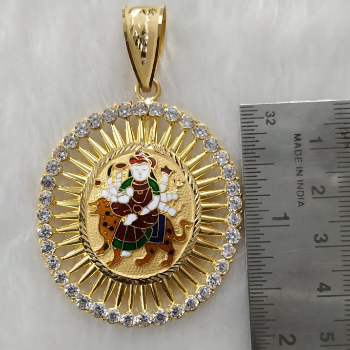 916 Gold Fancy Gent's Ambaji Maa Minakari Pendant - Image 2