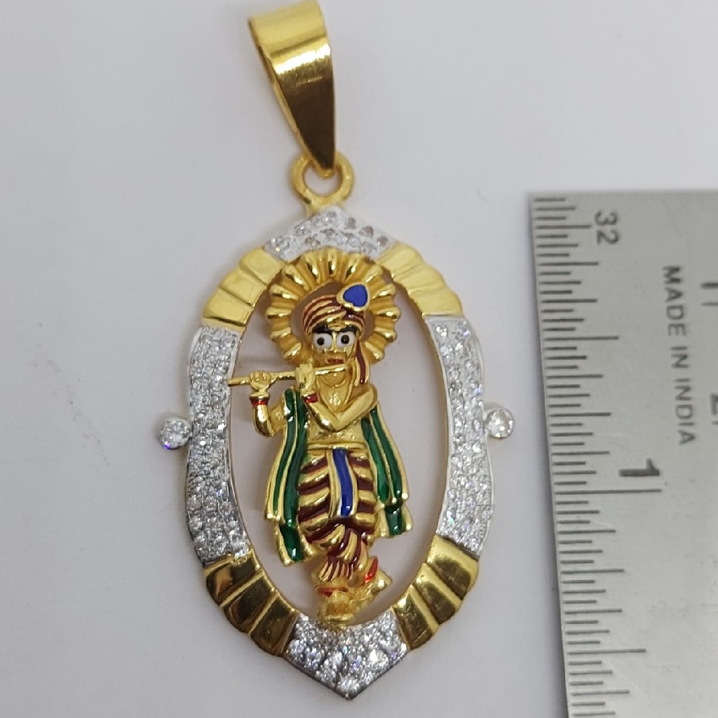 916 Gold Fancy Gent's Shree Krashna Pendant - Image 2