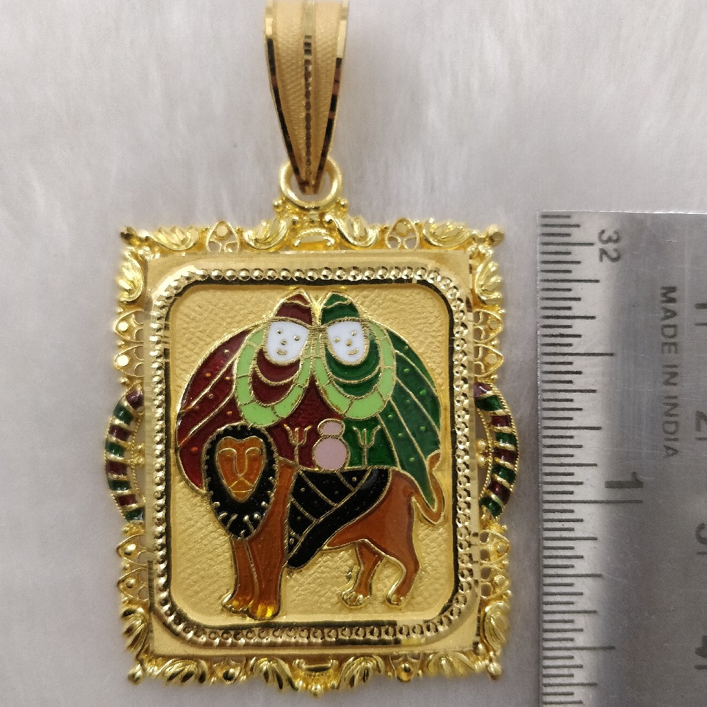 916 Gold Fancy Gent's Chamunda Maa Pendant - Image 2