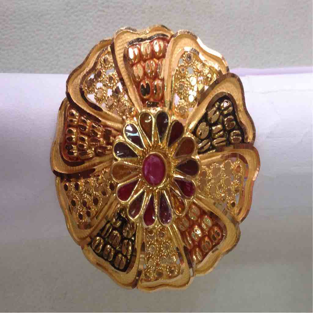 22KT Meena Kari Gold Ladies ring