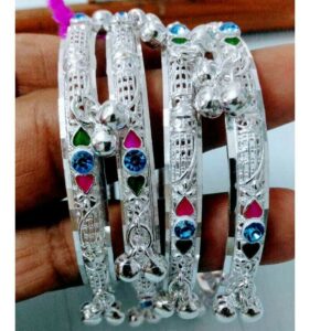 Silver Ladies Jadtar Antique Attractive Stone Bangle