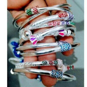 Silver Ladies Jadtar Antique Attractive Stone Bangle