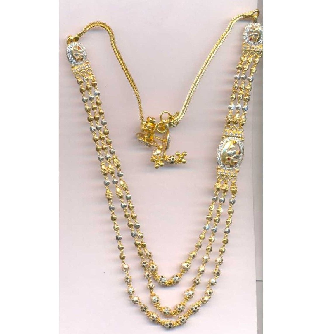 22KT Ladies Gold Indian Fancy Vertical Necklace Set