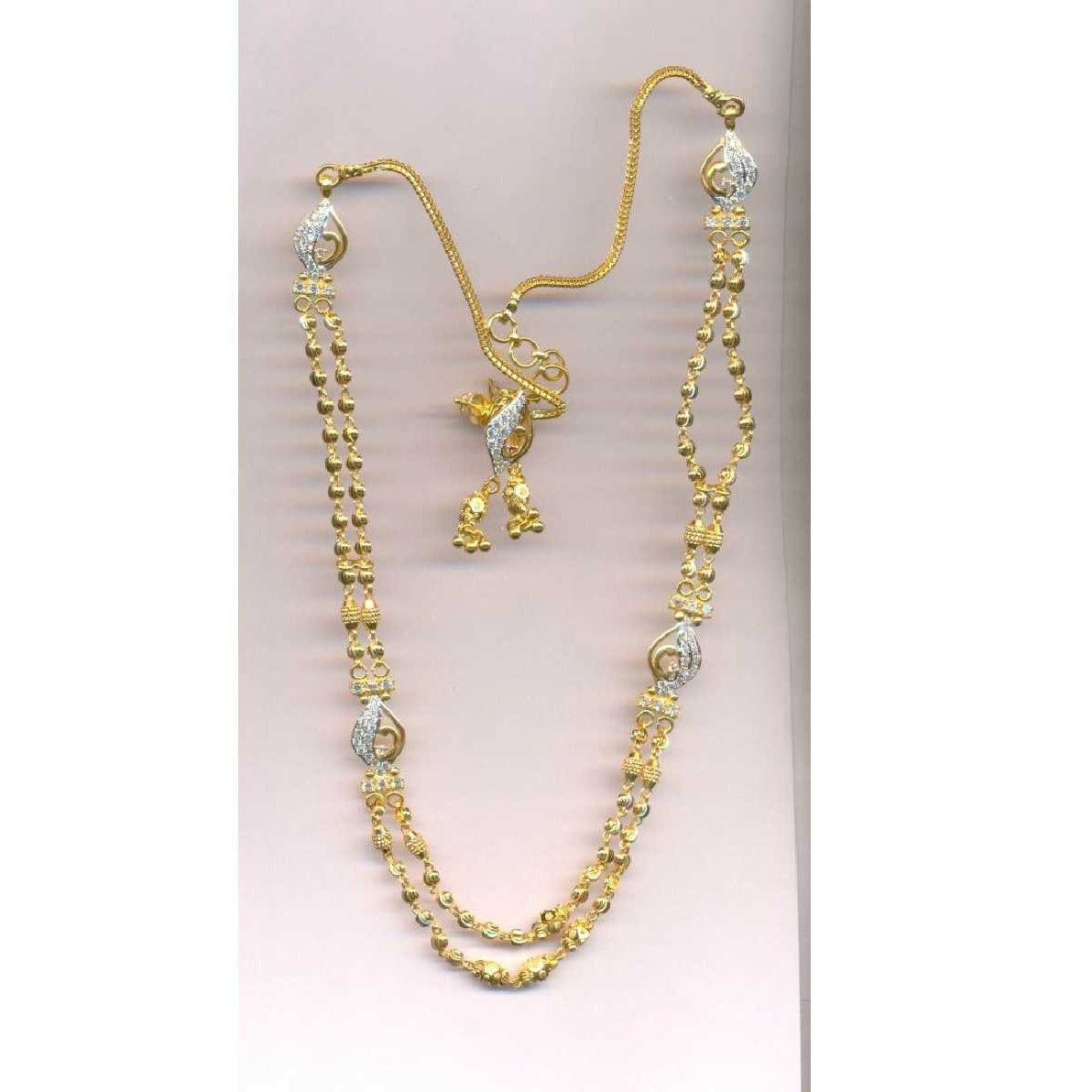 22KT Gold Ladies Vertical Indian Necklace Set