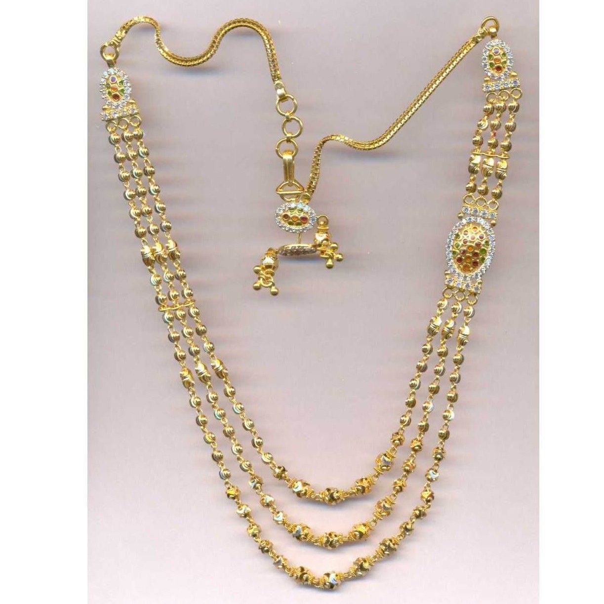 22KT Gold Ladies Vertical Indian Necklace Set